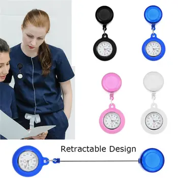 Médico/Enfermeiro Broche Clipe em Silicone Médico de Suspensão Retrátil Enfermeira Relógio Relógio de Bolso com corrente de relógio Relógio