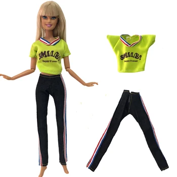 NK 1 Pcs Boneca de Camisa Verde Artesanal Trouseres Roupas de Design de Moda, Roupa Para a Boneca Barbie Acessórios Filho de Meninas' Dom'