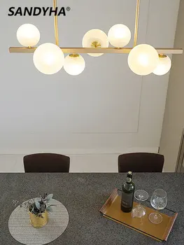 Nordic Moderno, Criativo E14 Luxo Lustre para Sala de estar, Restaurante Vidro Fosco Iluminação interna da Casa de Lâmpadas Penduradas no Teto
