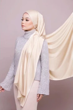Nova Moda, Matte De Cetim De Seda De Longa Comum De Tamanho Básico Xales Mulheres De Vestido Hijab Pashmina Soldado Cetim Cor Lenço