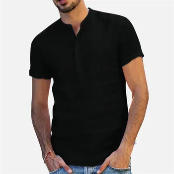 Novo, masculina Casual Blusa de Algodão Camisa de Linho Solta Tops, Shorts, camiseta de Manga de Camisa Primavera Verão Casual Bonito Camisas masculinas