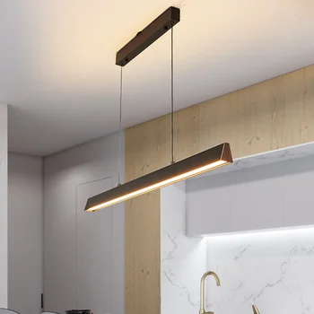 Nórdicos Conduziu a Luzes Pingente Mesa de Jantar Preta lustre Luminária para a Cozinha Lustre Moderno, de Linhas Minimalistas