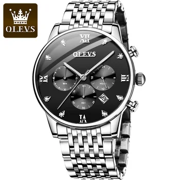 OLEVS Esporte Chronograph Mens Relógios de Marca Top de Luxo Completo de Aço Impermeável Relógio de Quartzo com 24 Horas de Data Relógio Masculino