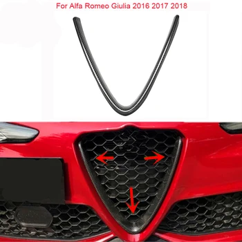 Para A Alfa Romeo Giulia 2016 2017 2018 Alta Qualidade, Estilo Carro Real De Fibra De Carbono, Grade Dianteira Contorno Guarnição Tampa De Sobreposição De Estilo