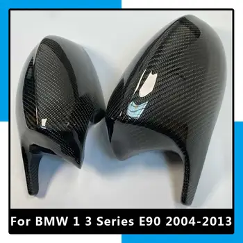Para a BMW 1 3 Série E81 E82 E87 E88 E90 E91 E92 E93 2004-2013 Real de Fibra de Carbono com Chifres Estilo Espelho Retrovisor Tampa da caixa de Caps