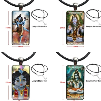 Para As Mulheres, As Crianças Hinduísmo Senhor Shiva Moda Cabochão De Vidro Colar Com Mulheres Instrução Pingente Retângulo Colares De Jóias