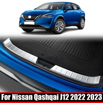 Para Nissan Qashqai J12 2022 2023 Interna De Aço Pára-Choques Traseiro Pé Placa Traseira Soleira Da Porta De Chinelo Placa De Protecção Adesivo Acessórios