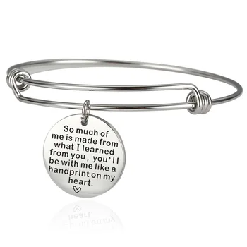 PolishedPlus Personalizados bracelete presente ação de graças de aço inoxidável, pulseira de professores é dia de presente personalizado para as Mulheres de presente