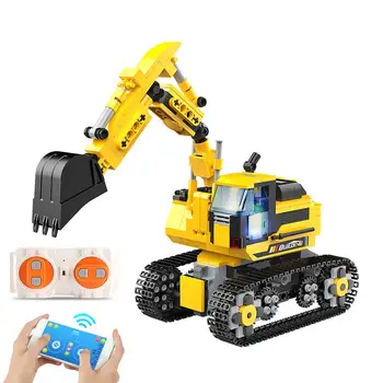 RC Escavação Máquinas Brinquedos Programável Montado controle remoto Blocos de Construção de Caminhão de Engenharia do Carro do Veículo de Dom Crianças
