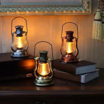 Retro LED Lâmpada de Óleo de Vinho Pote em forma de Fio de Cobre de Seqüência de caracteres de Luz Portátil Luzes da Noite Ornamento Para Decoração do Quarto