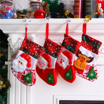 Santa Meias de Natal, Meias s Candy Bag duplo Dom Apple Saco Lindo Saco de Presente para as Crianças Lareira Árvore de Natal Decoração