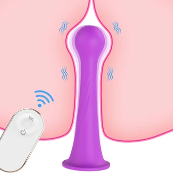 Sexo Vibradores de Controle Remoto sem Fio Vibrador, Com ventosa Plug Anal G-spot Vaginal Estimulação Anal Brinquedos Sexuais para Casais