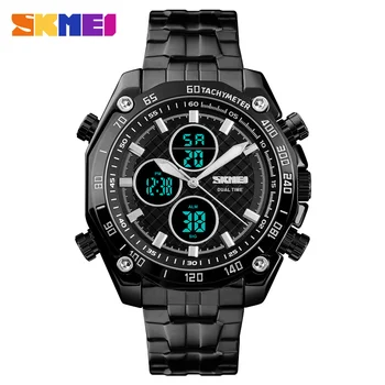 SKMEI Novo Top de marcas de Luxo dos Esportes dos Homens Relógio de Pulso dos Homens Militar Impermeável Relógios de Homens de Aço Cheia de Quartzo Relógio Digital LED