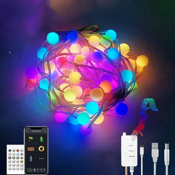 Smart rgb luz de tira, 5m, 10m, bluetooth, luz do mundo, fadas, wi-fi, impermeável, decoração de natal, árvore de lâmpada de luzes de Natal