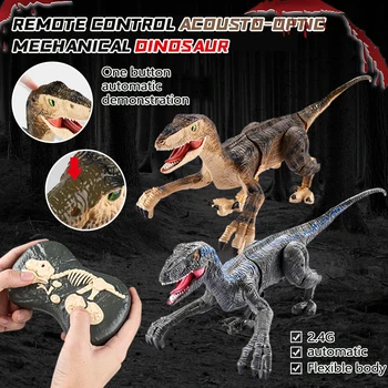 Venda quente Crianças 2,4 g 5-Canal de Controle Remoto Dinossauro Raptor Elétrica Acousto-Óptica Simulação do Modelo Mecânico Brinquedos