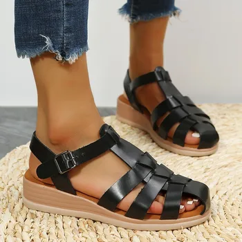 Verão Senhoras Sandálias Plataforma Oco Confortável Respirável Moda Romana, Sapatos Casuais Femme Sandalia 2022 Sandálias das Mulheres