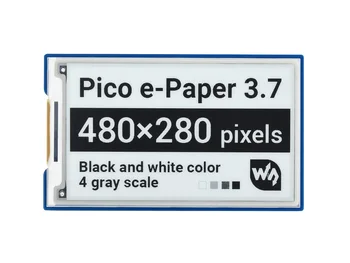 Waveshare de 3.7 Polegadas E-Papel E Tinta Módulo de Display Voor Raspberry Pi Pico, 480 × 280 Pixels, Zwart/a Sagacidade, a Spi interface