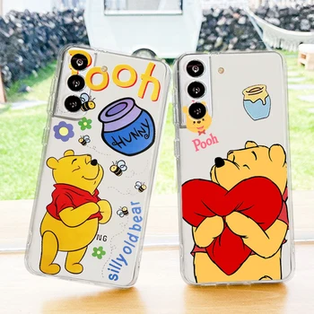 Winnie the Pooh da Disney de Arte da caixa do Telefone Para Samsung Galaxy S22 S20 S21 FE Ultra Lite Pro S10 S10E S9 S8 Mais de 5G Tampa Transparente