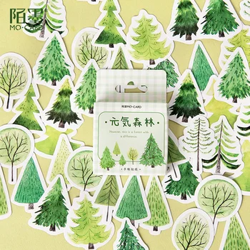 Yuanqi Floresta Em Caixa Adesivos Criativos Fresco Mão De Conta Decoração Selo Adesivos De 45 Peças Kawaii Obrigado Escola De Etiqueta Crianças
