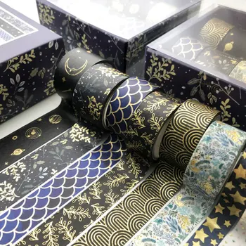 10rolls Folha de Ouro Washi Conjunto de Fita Decorativa Fita Adesiva Scrapbooking Fita Adesiva Escola de material de Papelaria Presente de Natal