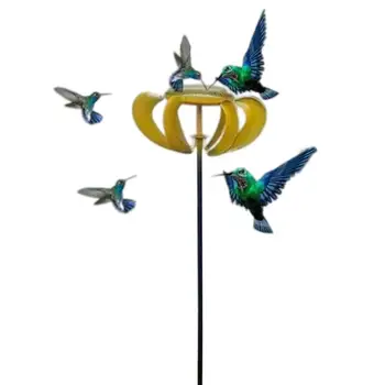 Alimentador Do Pássaro Com A Forma De Flor De Metal Novo Moinho De Vento Giratório Alimentador Do Pássaro Com A Forma De Flor De Jardim Ao Ar Livre A Decoração Para O Alimento De Pássaro