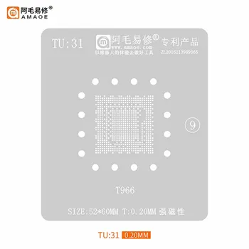 Amaoe T966 BGA Reballing Estêncil para TU31 TV LCD de Controle Principal da CPU Chipset Reball IC Pin Aquecimento Modelo de Malha de Aço 0,2 mm