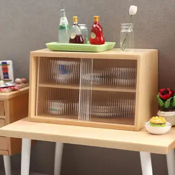 Belo Criativo Requintado DIY em Miniatura Bolo, Armário de Armazenamento para a Função de Jogar Mini Armário Prateleira de Casa de bonecas Bolo de Gabinete