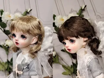 BJD boneca peruca se encaixa em 1/6 tamanho da moda nova dupla trança Mini Choo-Choo retro bonito falso mohair para a fêmea de trigo de ouro marrom escuro