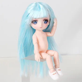 Mini 16cm Anime Bonito Boneca Brinquedo Roxo Olhos 1/8 Bjd bidimensional Quadrinhos Rosto de Crianças Vestido de Brinquedo Acessórios