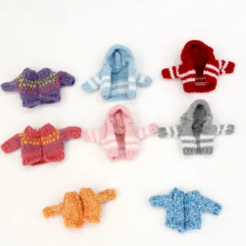 Novo Candy Colors Roupas de Boneca Suéter de Malha Cardigan Casaco para ob11,obitsu11,Molly, 1/12bjd Roupas de Boneca Acessórios para a Boneca