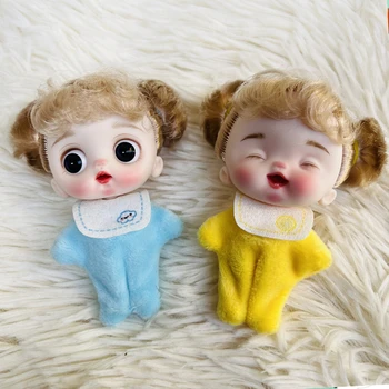 Novo Mini 9CM Boneca Bonito sorriso Azul Escuro 3D Olhos Grandes com Roupas Chupeta Bonecas DIY Brinquedo Melhor Presente para as Crianças