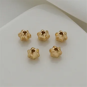 Ouro 14K padrão de abóbora esferas de 8mm frisado galvanoplastia DIY jóias pulseira colar solta esferas de mão de correspondência de contas