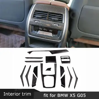 Seco de Fibra de Carbono de Porta de Carro Interior Tiras de Guarnição Cobre Adesivos de Decoração Interior para BMW X5 G05 2020+ Shift de Engrenagem Painel de Caixa de Armazenamento