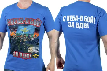 VDV Caindo Do Céu para a Batalha russo Tropas Aerotransportadas T-Shirt 100% Algodão, O Pescoço de Verão Casual Manga Curta T-shirt Mens